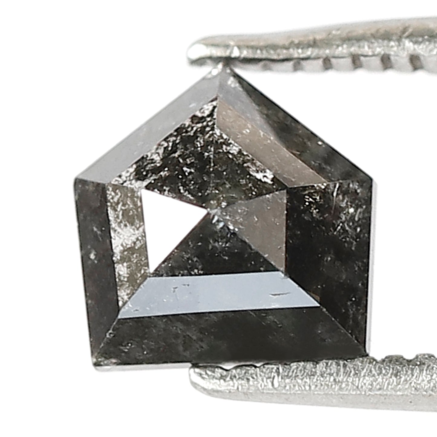 1.23 CT Shield Shape Salt and Pepper Diamond | Geometric Grey Black Loose Diamond | Rustic Engagement Ring Stone | Natural Diamond 6.3 MM