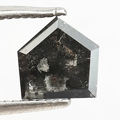 1.23 CT Shield Shape Salt and Pepper Diamond | Geometric Grey Black Loose Diamond | Rustic Engagement Ring Stone | Natural Diamond 6.3 MM