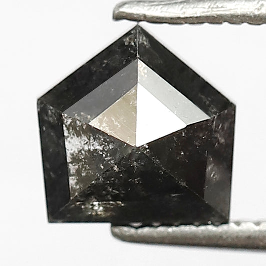1.23 CT Shield Shape Salt and Pepper Diamond | Geometric Grey Black Loose Diamond | Rustic Engagement Ring Stone | Natural Diamond 6.3 MM