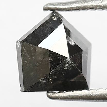 1.23 CT Shield Shape Salt and Pepper Diamond | Geometric Grey Black Loose Diamond | Rustic Engagement Ring Stone | Natural Diamond 6.3 MM