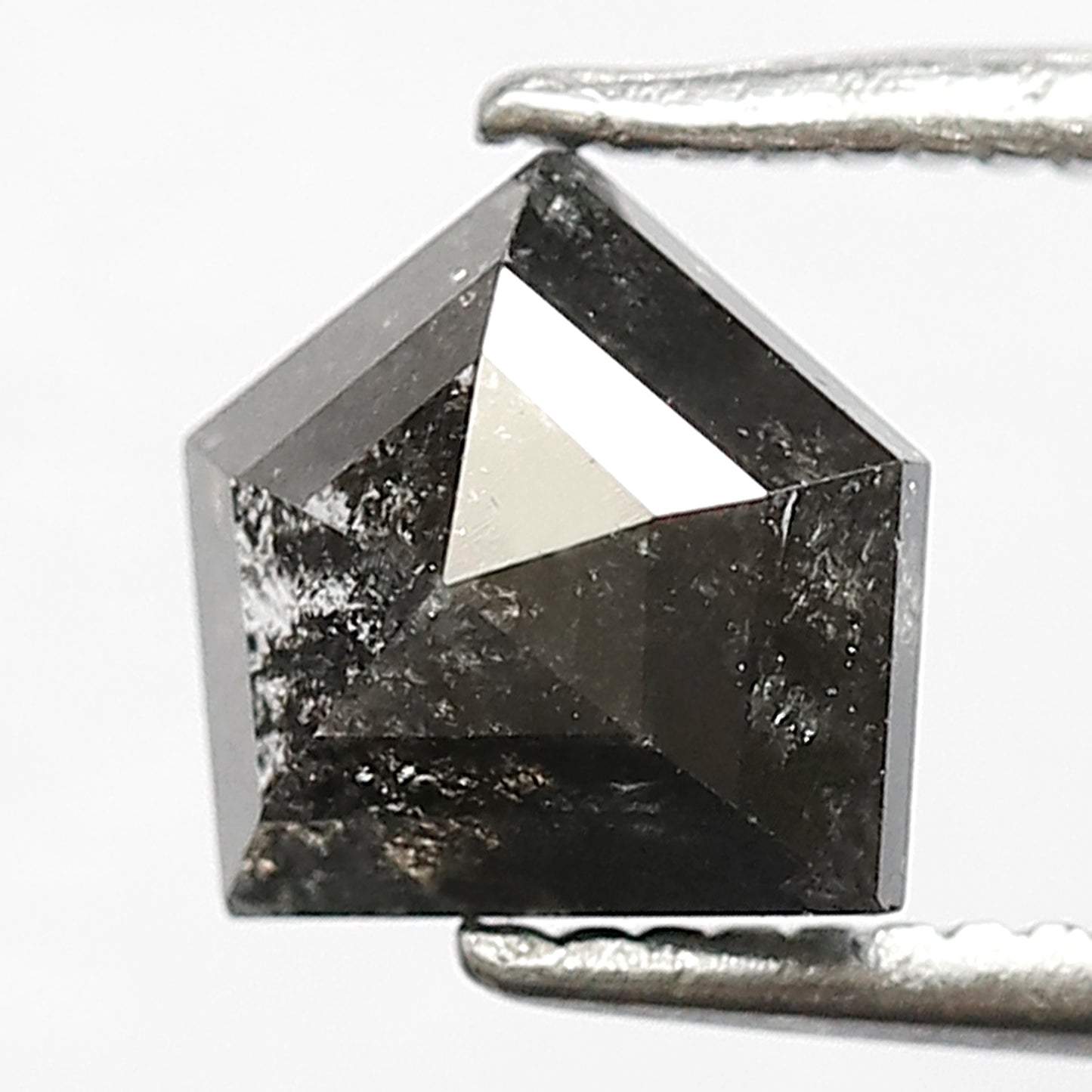 1.23 CT Shield Shape Salt and Pepper Diamond | Geometric Grey Black Loose Diamond | Rustic Engagement Ring Stone | Natural Diamond 6.3 MM