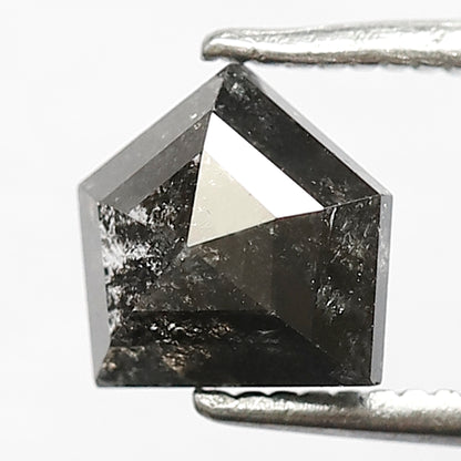 1.23 CT Shield Shape Salt and Pepper Diamond | Geometric Grey Black Loose Diamond | Rustic Engagement Ring Stone | Natural Diamond 6.3 MM
