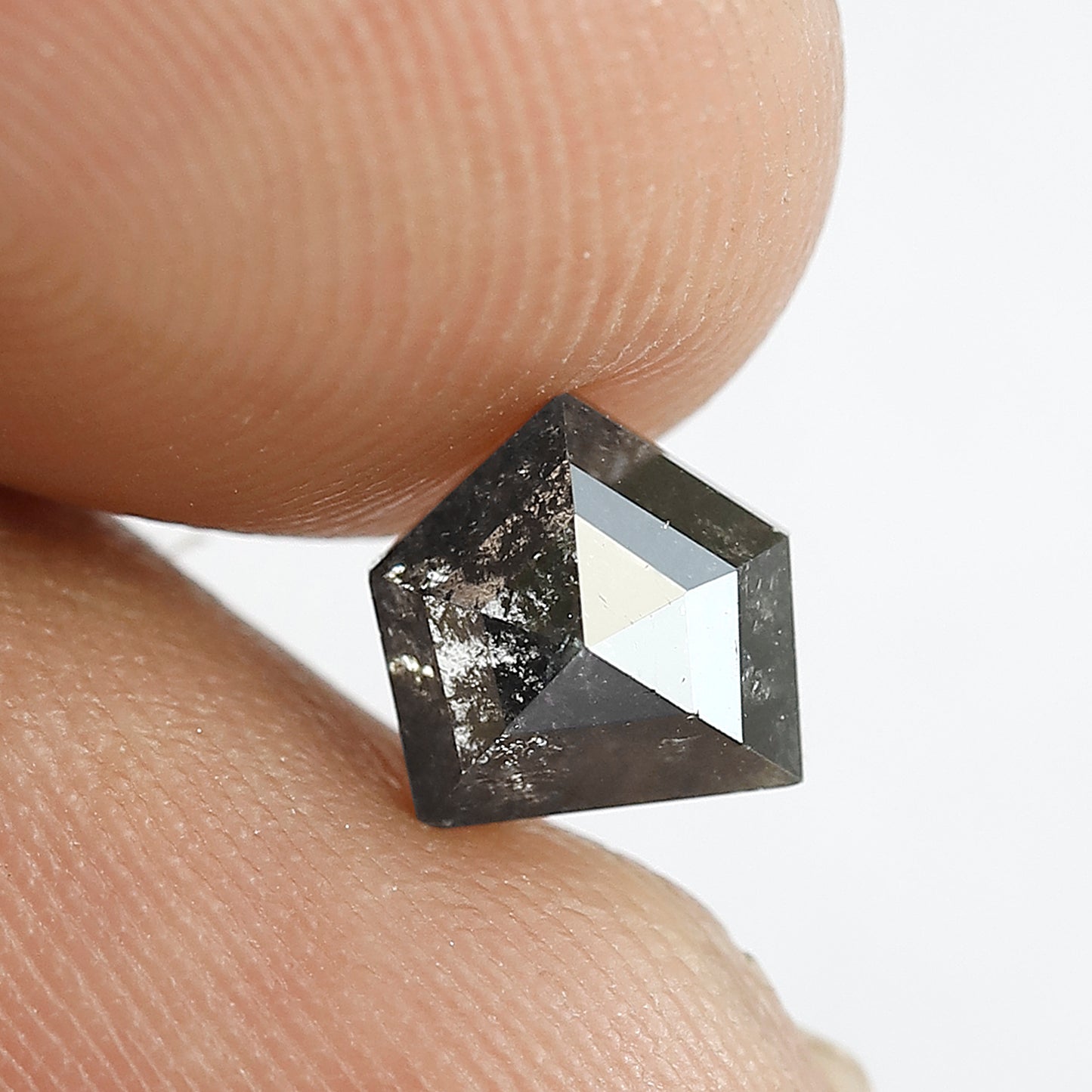 1.23 CT Shield Shape Salt and Pepper Diamond | Geometric Grey Black Loose Diamond | Rustic Engagement Ring Stone | Natural Diamond 6.3 MM
