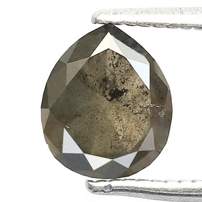 1.11 CT Pear Shape Green Salt and Pepper Diamond | Natural Dark Green Loose Diamond | Rustic Engagement Ring Stone | Translucent Diamond 7MM