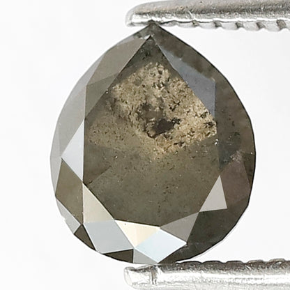 1.11 CT Pear Shape Green Salt and Pepper Diamond | Natural Dark Green Loose Diamond | Rustic Engagement Ring Stone | Translucent Diamond 7MM