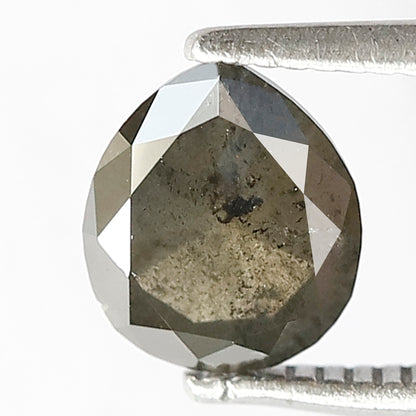 1.11 CT Pear Shape Green Salt and Pepper Diamond | Natural Dark Green Loose Diamond | Rustic Engagement Ring Stone | Translucent Diamond 7MM