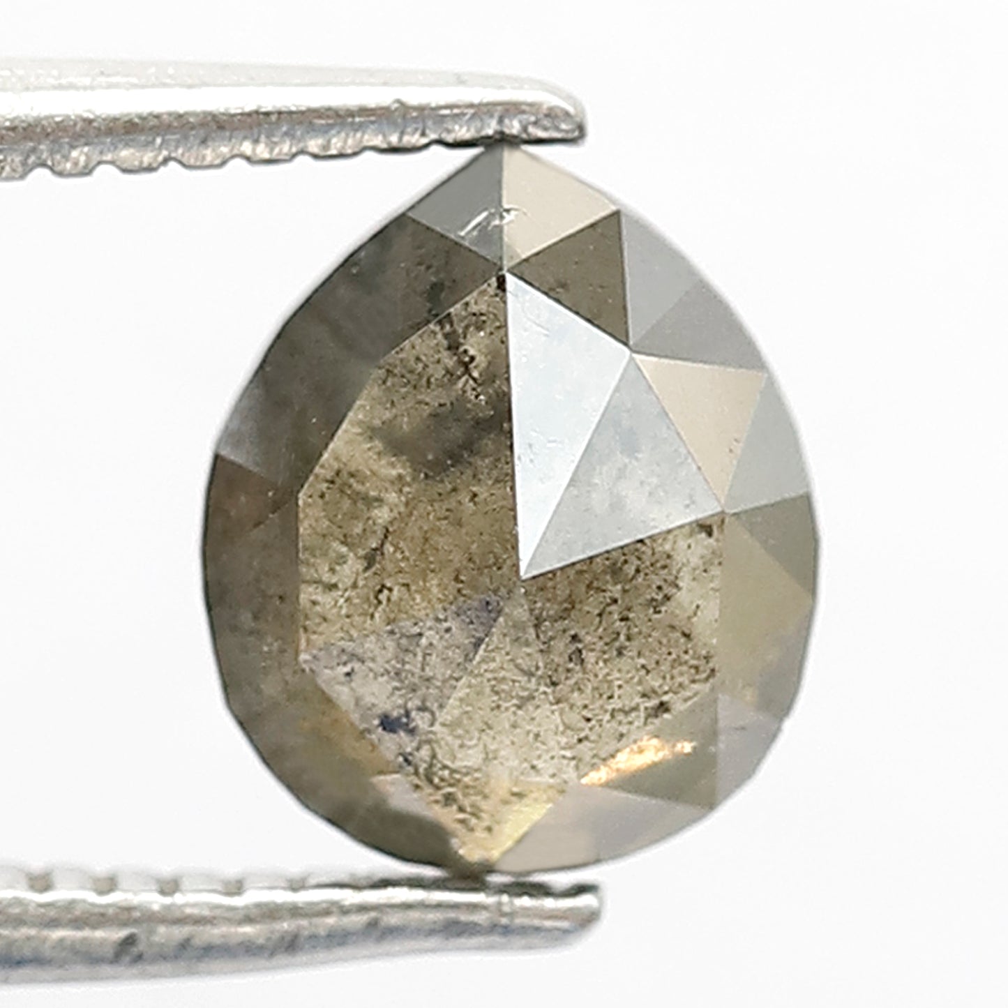 1.11 CT Pear Shape Green Salt and Pepper Diamond | Natural Dark Green Loose Diamond | Rustic Engagement Ring Stone | Translucent Diamond 7MM