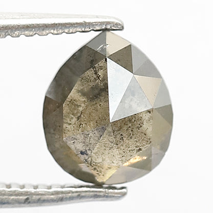 1.11 CT Pear Shape Green Salt and Pepper Diamond | Natural Dark Green Loose Diamond | Rustic Engagement Ring Stone | Translucent Diamond 7MM