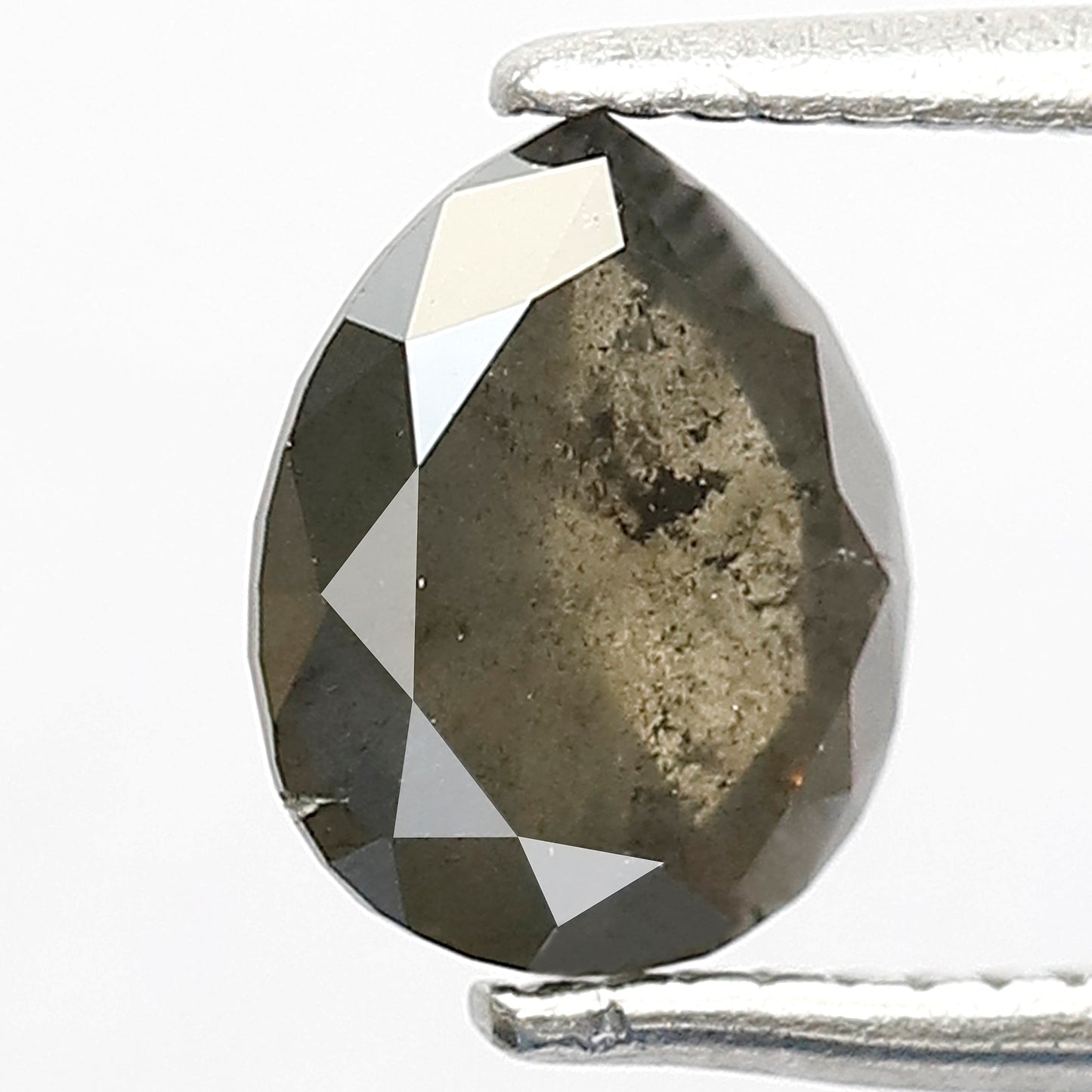1.11 CT Pear Shape Green Salt and Pepper Diamond | Natural Dark Green Loose Diamond | Rustic Engagement Ring Stone | Translucent Diamond 7MM