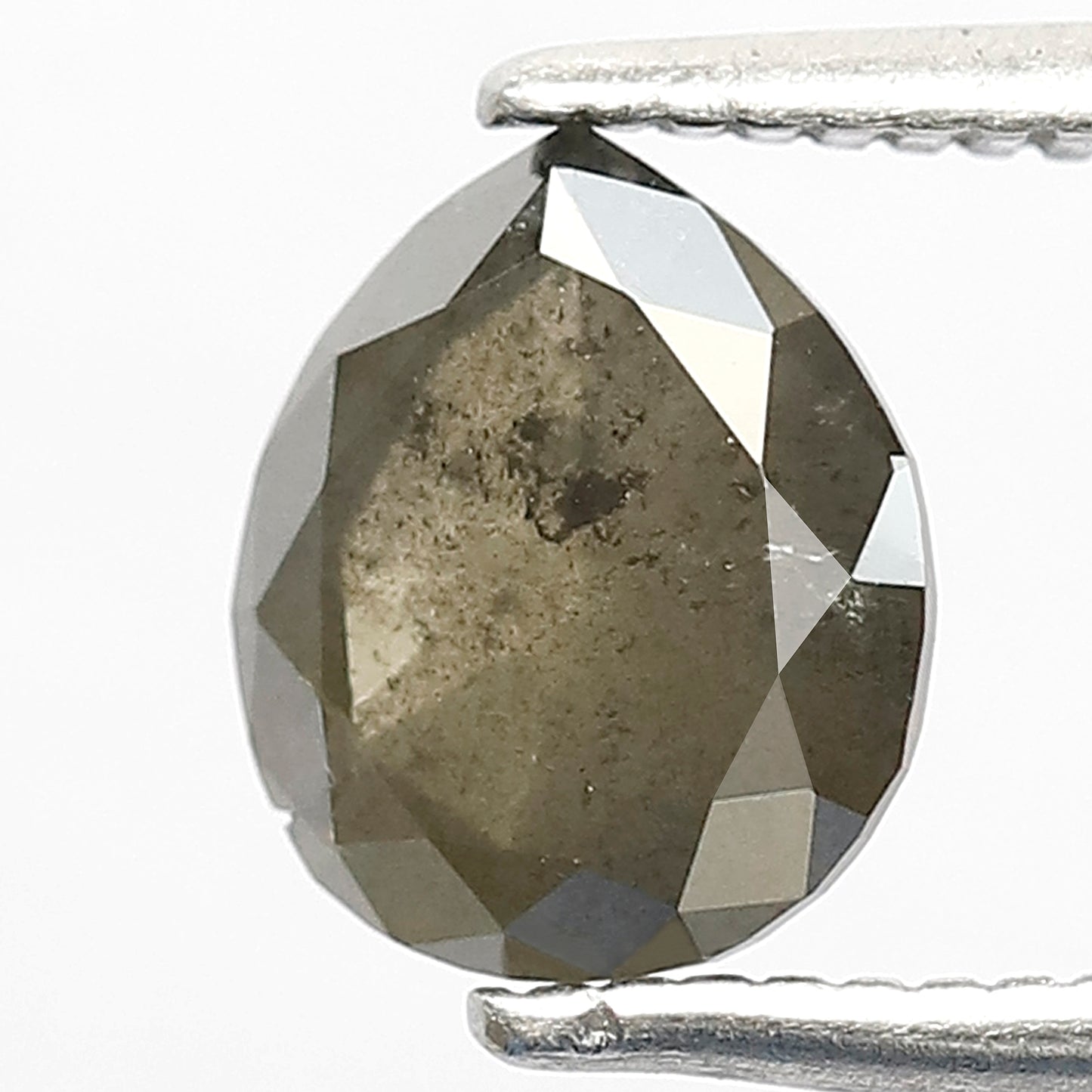 1.11 CT Pear Shape Green Salt and Pepper Diamond | Natural Dark Green Loose Diamond | Rustic Engagement Ring Stone | Translucent Diamond 7MM