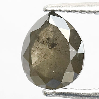 1.11 CT Pear Shape Green Salt and Pepper Diamond | Natural Dark Green Loose Diamond | Rustic Engagement Ring Stone | Translucent Diamond 7MM