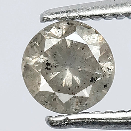 5 MM Translucent Full Sparkling Faceted Misty White I3 Clarity 0.53 CT Natural Loose Brilliant Cut Salt and Pepper Diamond