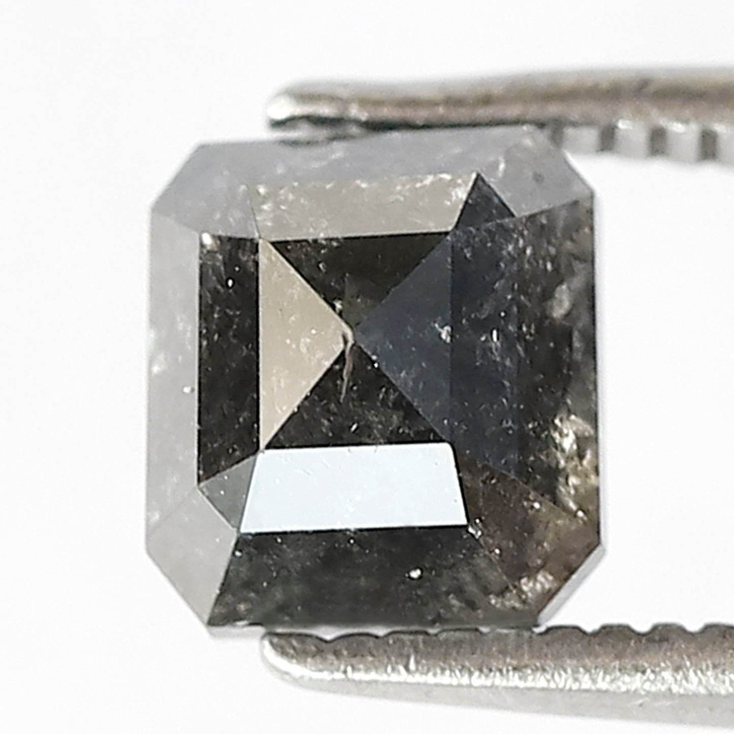 1.48 CT Emerald Cut Salt and Pepper Diamond | Grey Black Translucent Loose Diamond | Rustic Engagement Ring Stone | Natural Diamond 6.1 MM
