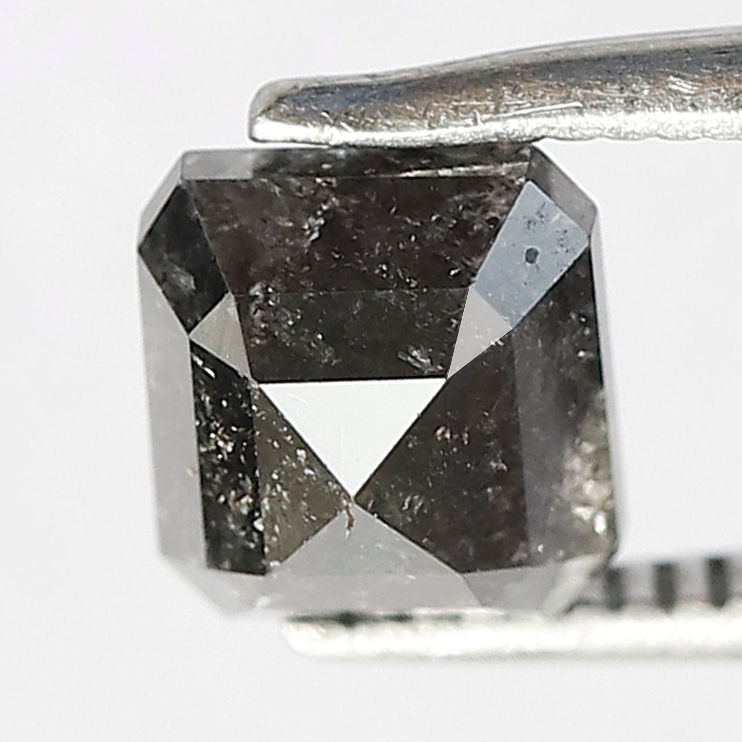 1.48 CT Emerald Cut Salt and Pepper Diamond | Grey Black Translucent Loose Diamond | Rustic Engagement Ring Stone | Natural Diamond 6.1 MM