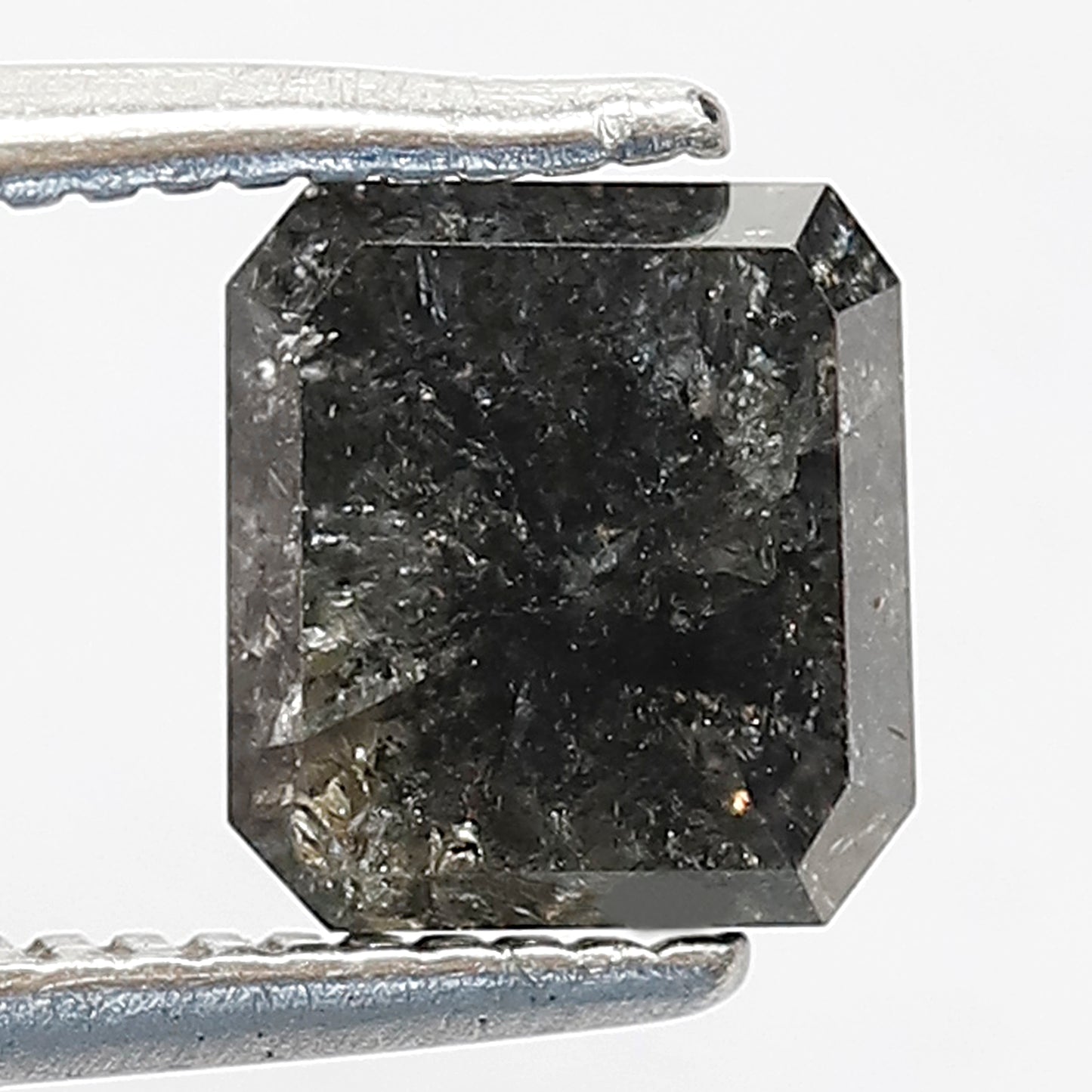 1.48 CT Emerald Cut Salt and Pepper Diamond | Grey Black Translucent Loose Diamond | Rustic Engagement Ring Stone | Natural Diamond 6.1 MM