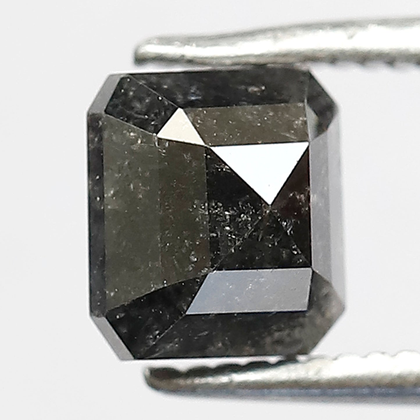 1.48 CT Emerald Cut Salt and Pepper Diamond | Grey Black Translucent Loose Diamond | Rustic Engagement Ring Stone | Natural Diamond 6.1 MM
