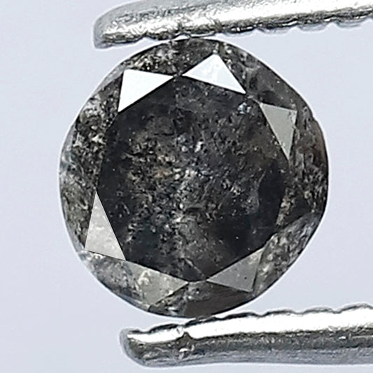 0.43 CT 4.7 x 4.5 MM Natural Grey Black Loose Conflict Free Oval Brilliant Cut Salt and Pepper Diamond