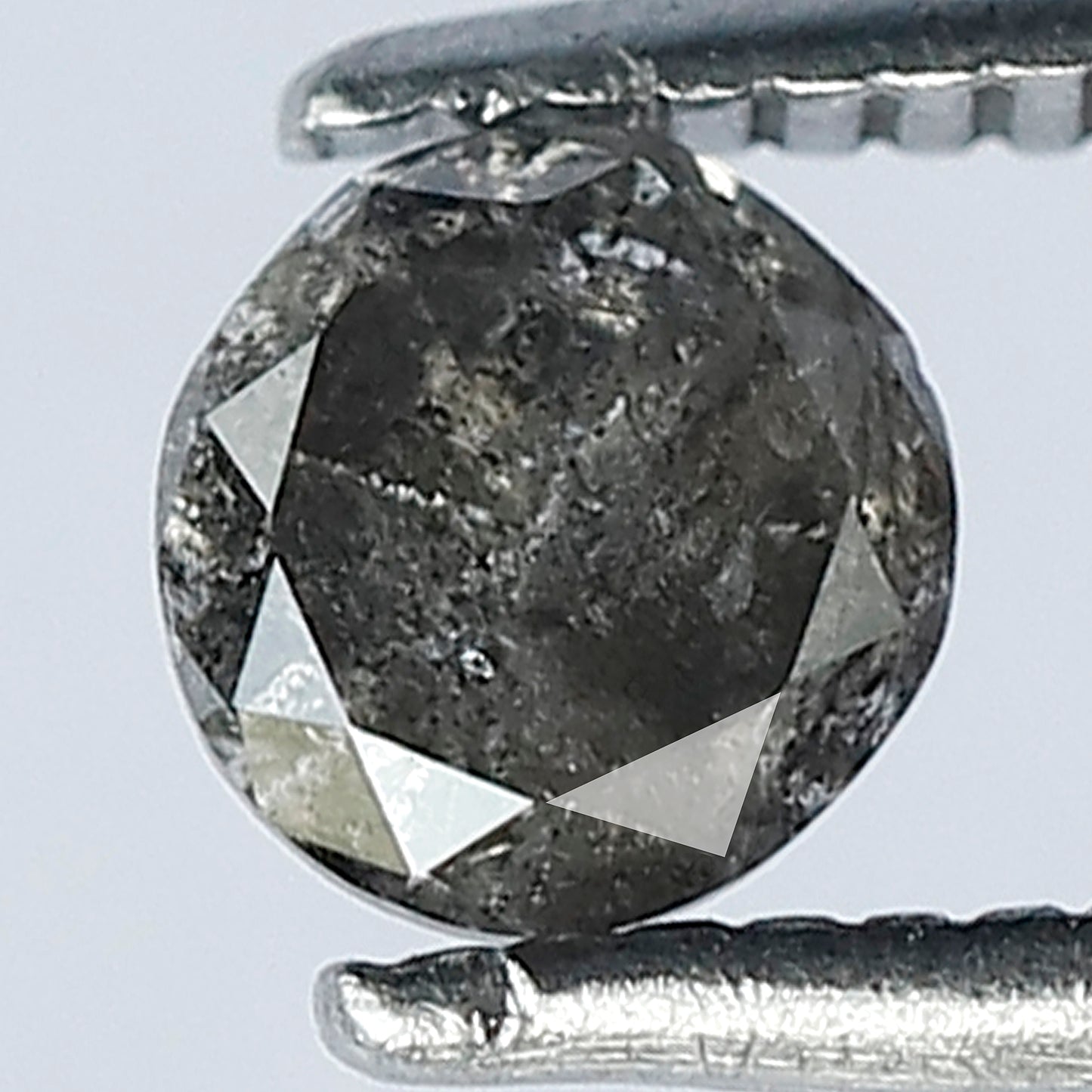 0.43 CT 4.7 x 4.5 MM Natural Grey Black Loose Conflict Free Oval Brilliant Cut Salt and Pepper Diamond