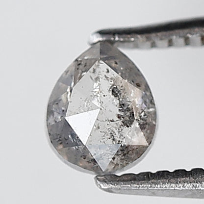 0.46 Ct Pear Shape Salt and Pepper Diamond 5 MM Grey Black Color Natural loose Diamond