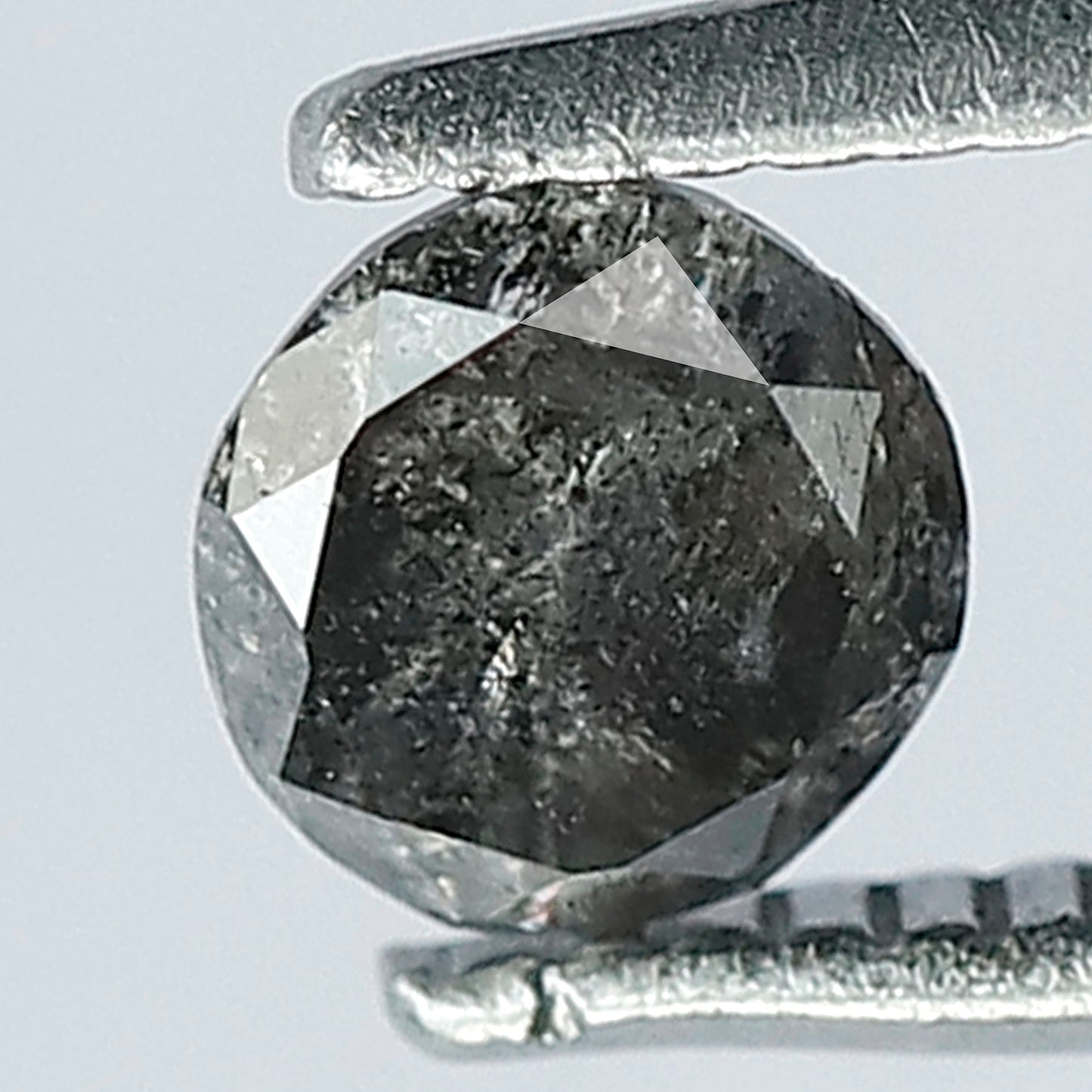 0.43 CT 4.7 x 4.5 MM Natural Grey Black Loose Conflict Free Oval Brilliant Cut Salt and Pepper Diamond