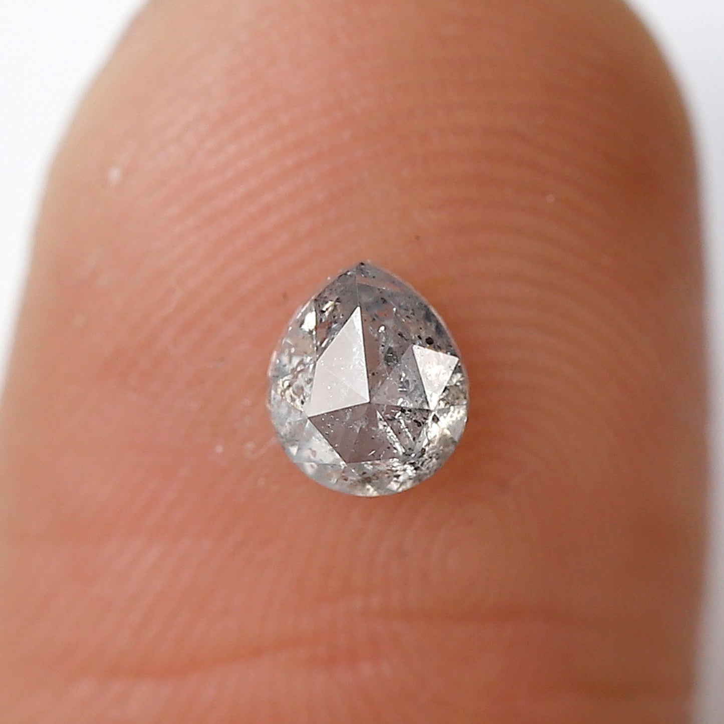 0.46 Ct Pear Shape Salt and Pepper Diamond 5 MM Grey Black Color Natural loose Diamond