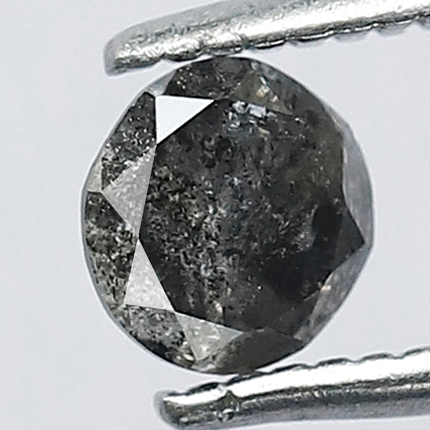 0.43 CT 4.7 x 4.5 MM Natural Grey Black Loose Conflict Free Oval Brilliant Cut Salt and Pepper Diamond