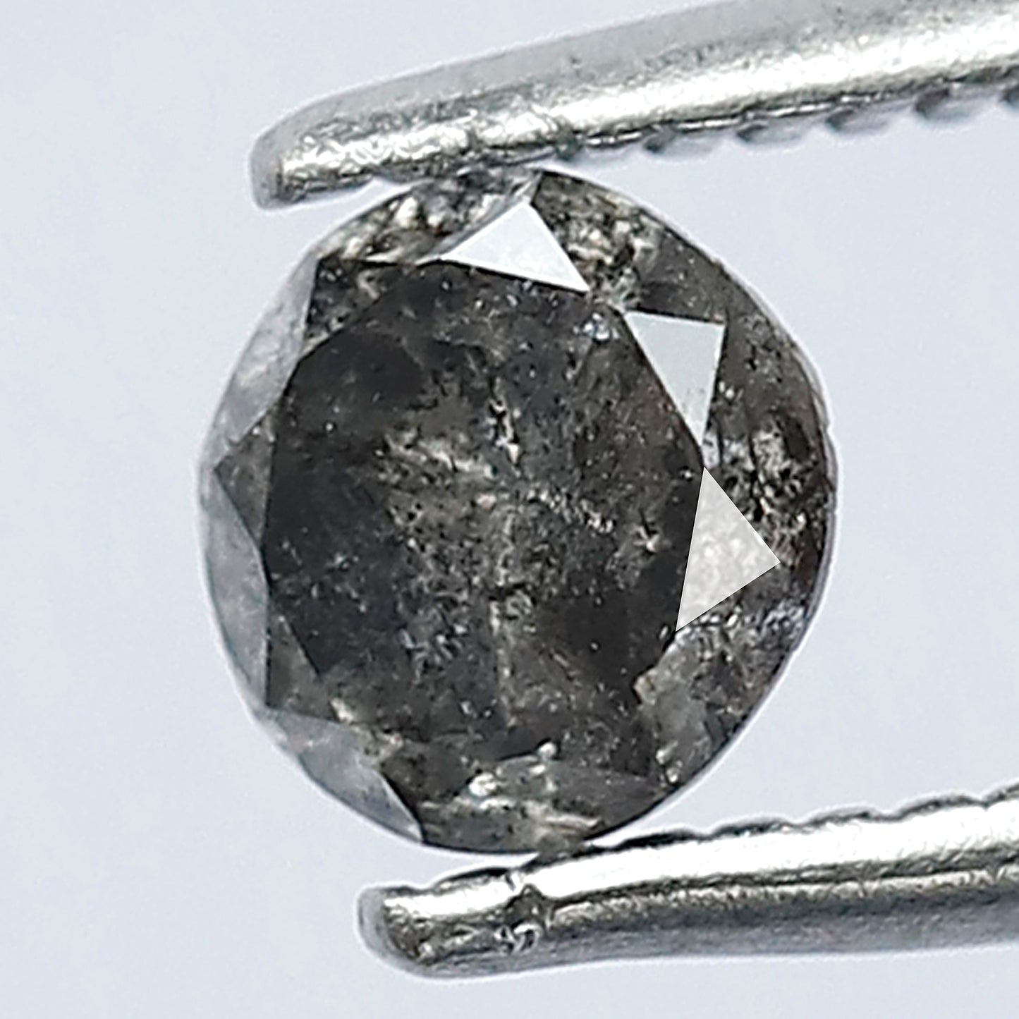 0.43 CT 4.7 x 4.5 MM Natural Grey Black Loose Conflict Free Oval Brilliant Cut Salt and Pepper Diamond