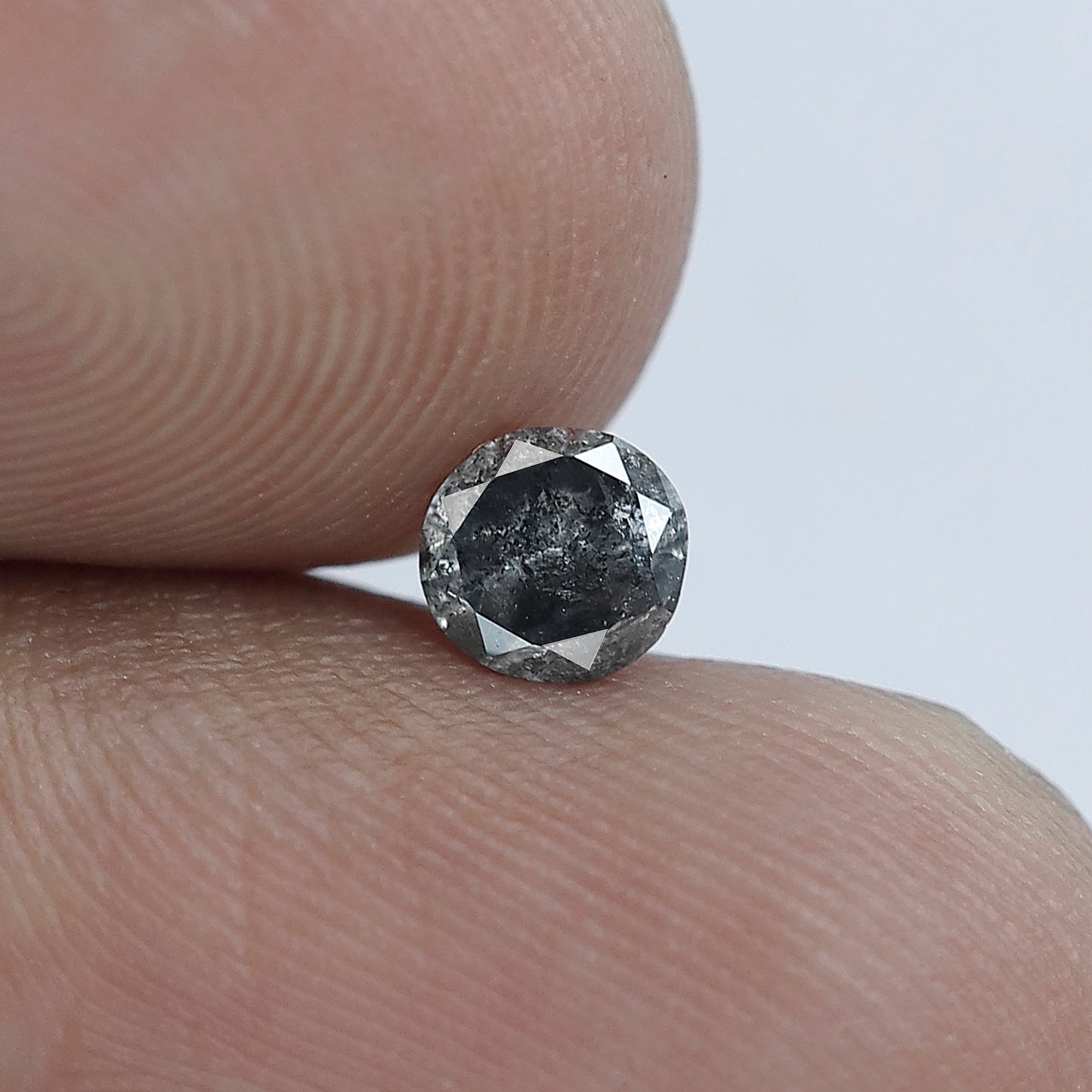0.43 CT 4.7 x 4.5 MM Natural Grey Black Loose Conflict Free Oval Brilliant Cut Salt and Pepper Diamond