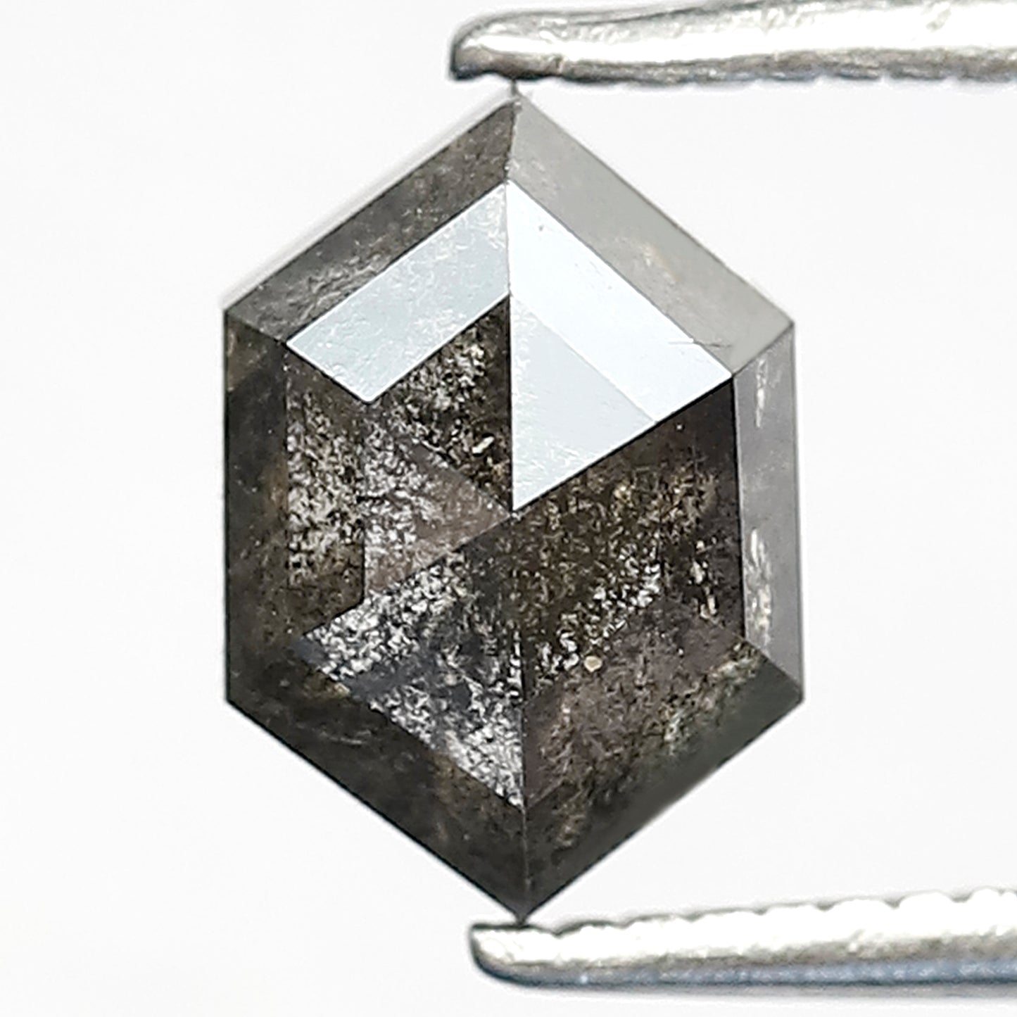 1.41 CT Hexagon Salt & Pepper Diamond | Natural 8 mm Gray Black Loose Stone