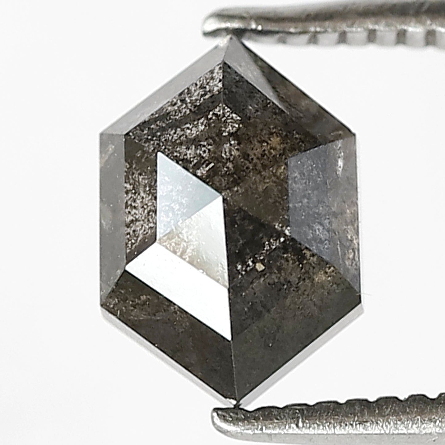 1.41 CT Hexagon Salt & Pepper Diamond | Natural 8 mm Gray Black Loose Stone
