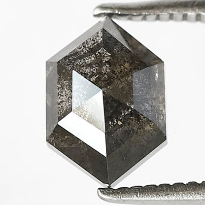 1.41 CT Hexagon Salt & Pepper Diamond | Natural 8 mm Gray Black Loose Stone
