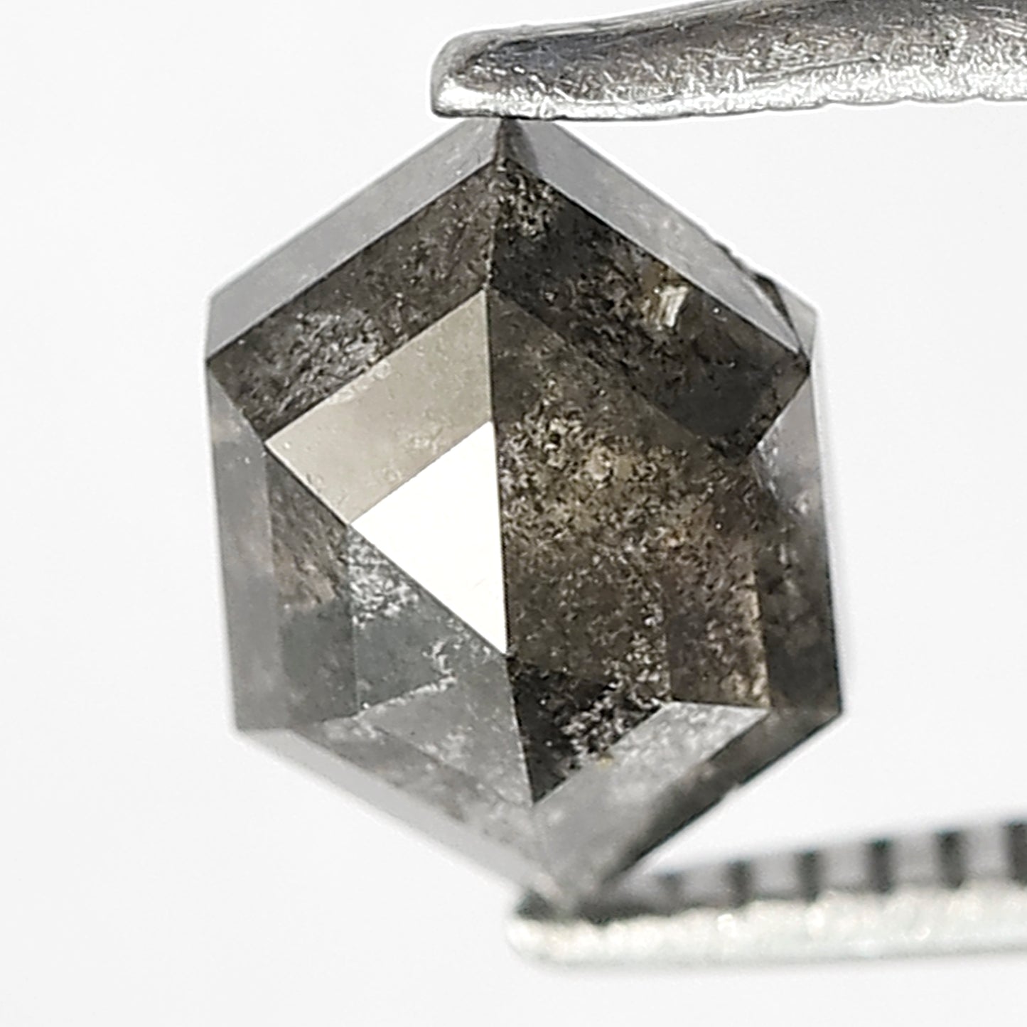 1.41 CT Hexagon Salt & Pepper Diamond | Natural 8 mm Gray Black Loose Stone