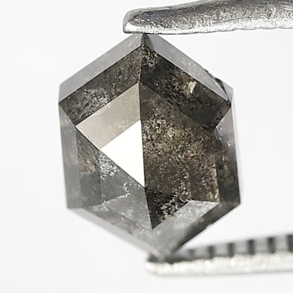 1.41 CT Hexagon Salt & Pepper Diamond | Natural 8 mm Gray Black Loose Stone