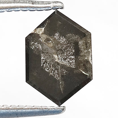 1.41 CT Hexagon Salt & Pepper Diamond | Natural 8 mm Gray Black Loose Stone