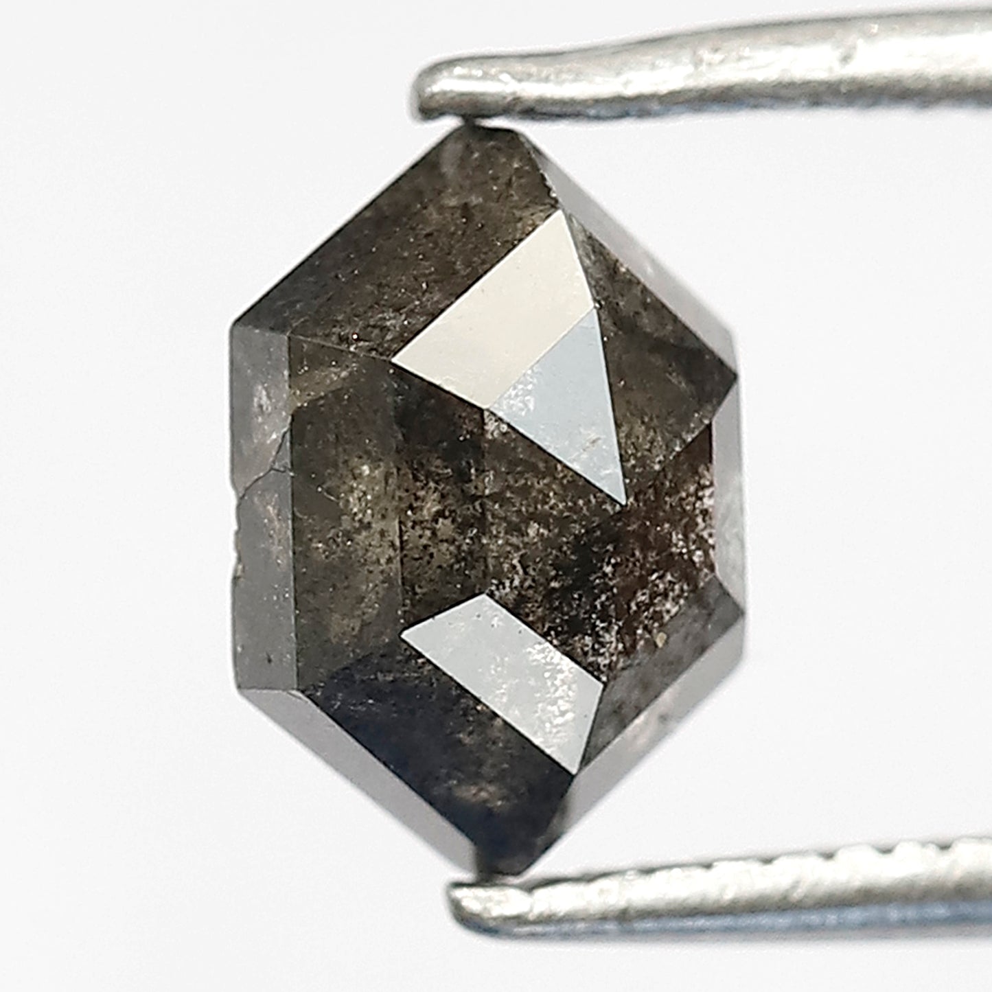 1.41 CT Hexagon Salt & Pepper Diamond | Natural 8 mm Gray Black Loose Stone