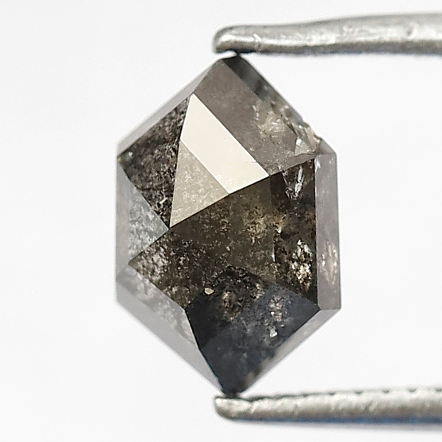 1.41 CT Hexagon Salt & Pepper Diamond | Natural 8 mm Gray Black Loose Stone
