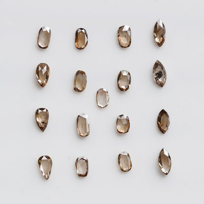 17 Pcs Pear Oval Marquise Diamonds, 1.01 Ct Champagne VS-SI Natural Rose Cut Diamond Set
