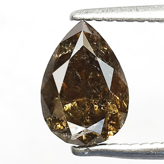Pear Shape Salt and Pepper Diamond 1.04 CT | Natural Dark Green Loose Diamond for Ring