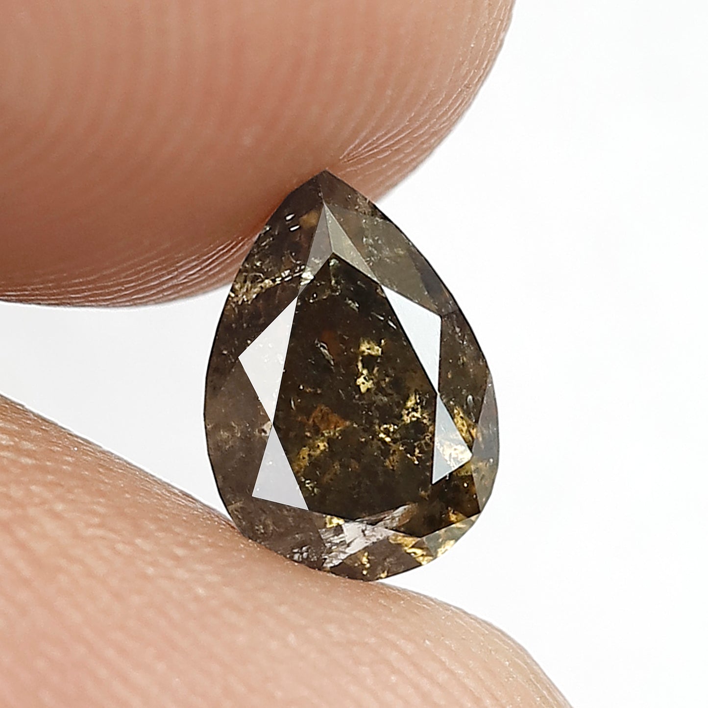 Pear Shape Salt and Pepper Diamond 1.04 CT | Natural Dark Green Loose Diamond for Ring