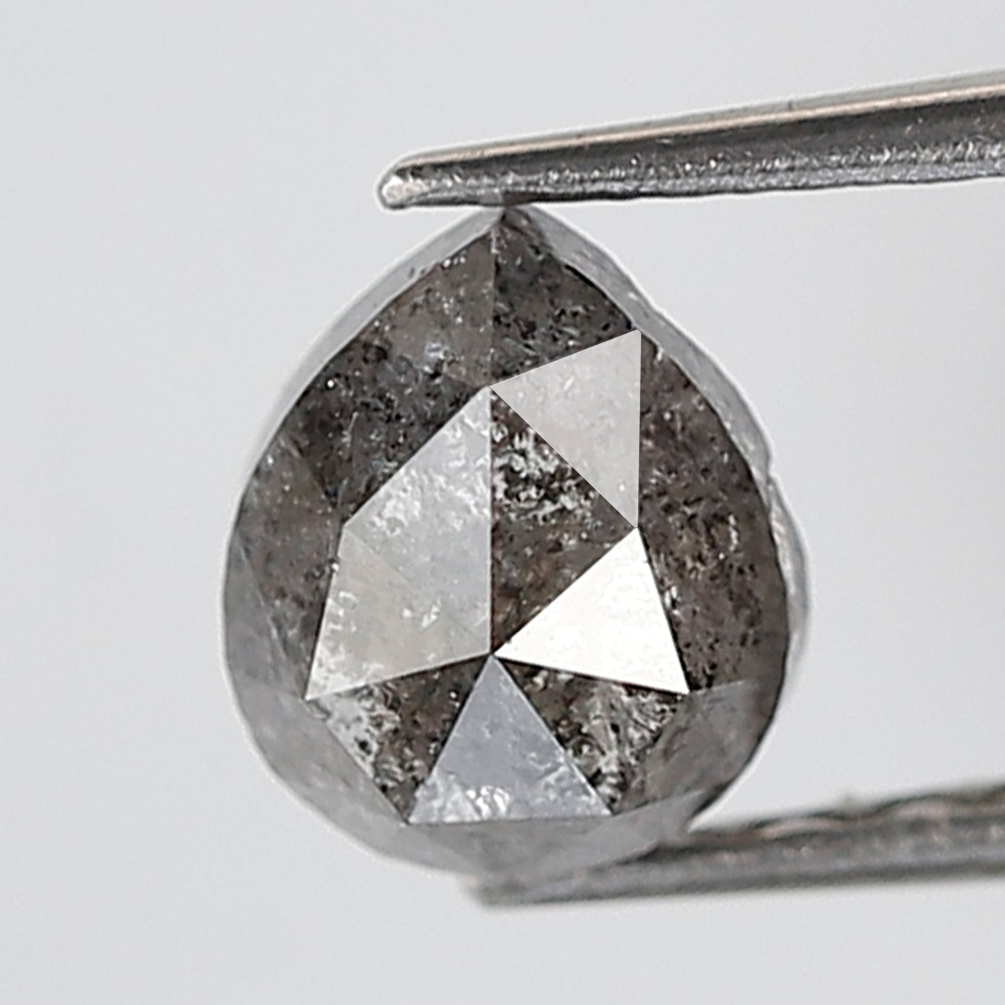 0.85 Ct Pear Shape Salt and Pepper Diamond 6 MM Grey Black Color Natural Loose Diamond
