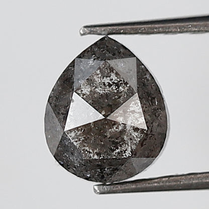 0.85 Ct Pear Shape Salt and Pepper Diamond 6 MM Grey Black Color Natural Loose Diamond