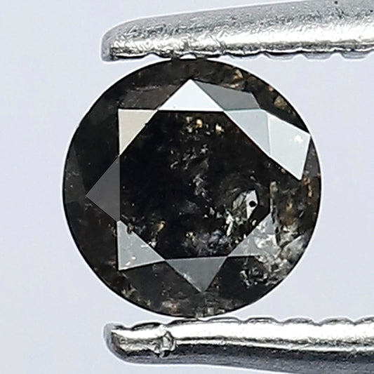 4.5 x 4.5 MM Natural Black Grey 0.34 CT  Ethically Sourced Round Brilliant Salt and Pepper Diamond