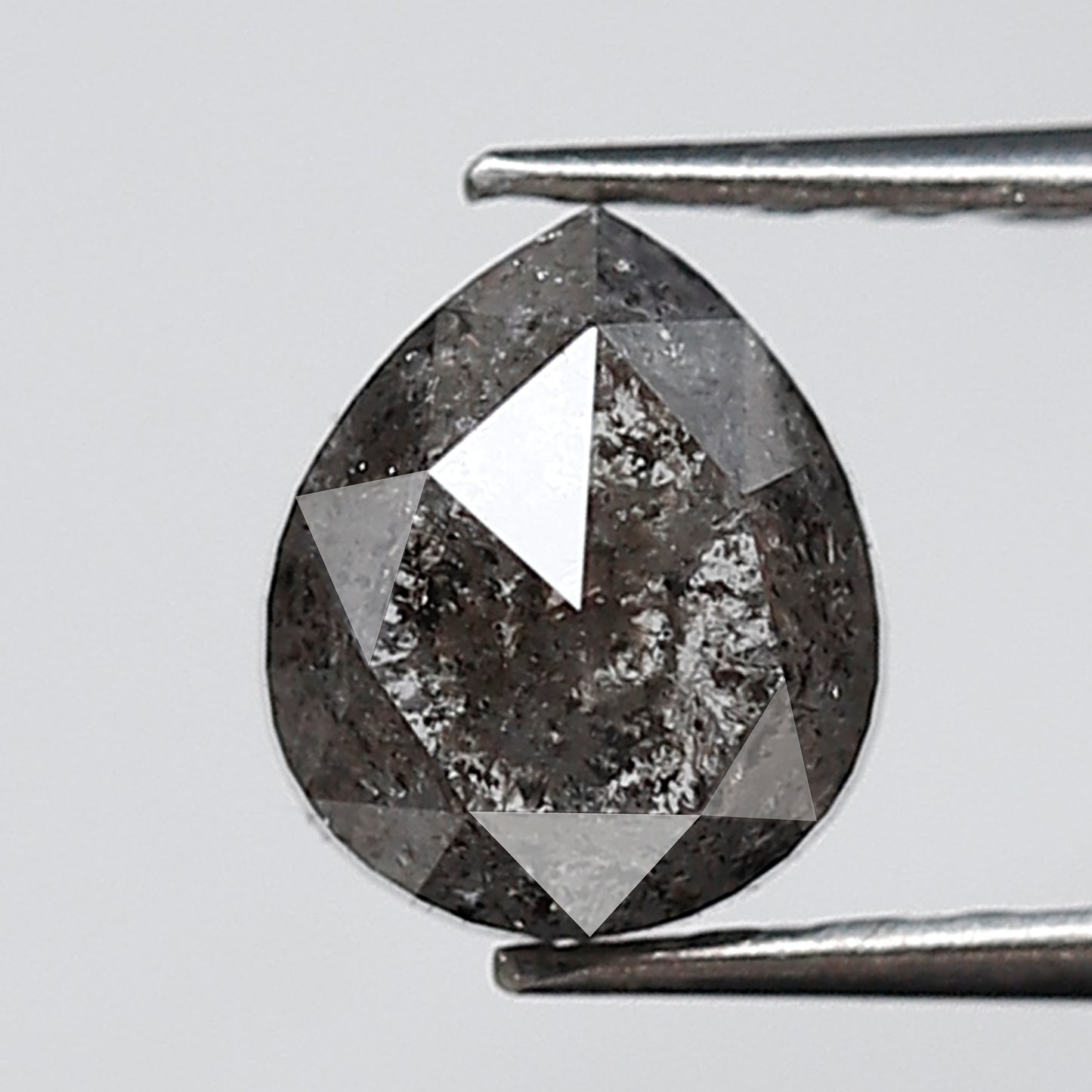 0.85 Ct Pear Shape Salt and Pepper Diamond 6 MM Grey Black Color Natural Loose Diamond