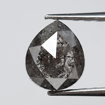 0.85 Ct Pear Shape Salt and Pepper Diamond 6 MM Grey Black Color Natural Loose Diamond