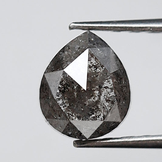 0.85 Ct Pear Shape Salt and Pepper Diamond 6 MM Grey Black Color Natural Loose Diamond