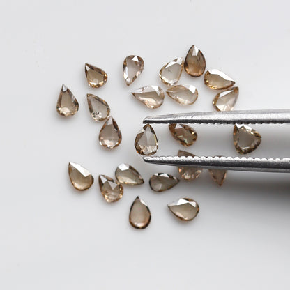 1.00 CT Pear Shape Champagne Rose cut Diamond Lot, 3 x 2 mm VS-SI Clarity Loose Diamonds For Making Ring and Jewelry