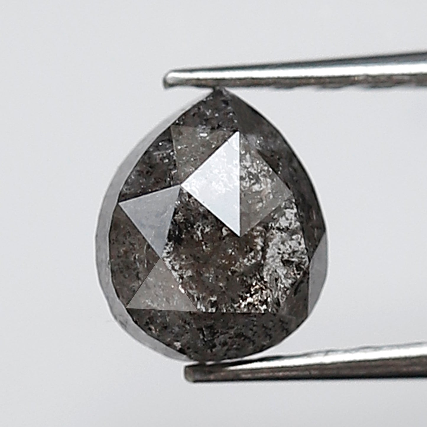 0.85 Ct Pear Shape Salt and Pepper Diamond 6 MM Grey Black Color Natural Loose Diamond
