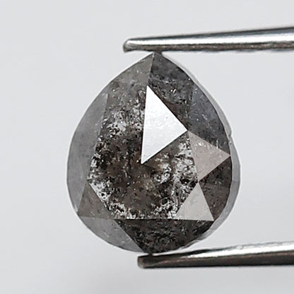 0.85 Ct Pear Shape Salt and Pepper Diamond 6 MM Grey Black Color Natural Loose Diamond