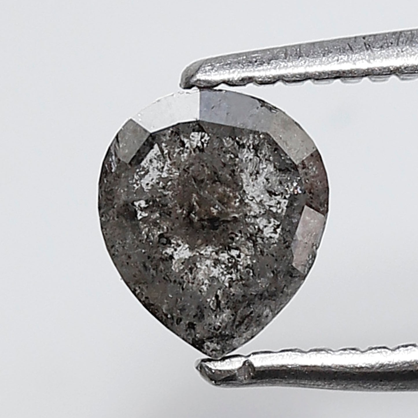 0.85 Ct Pear Shape Salt and Pepper Diamond 6 MM Grey Black Color Natural Loose Diamond