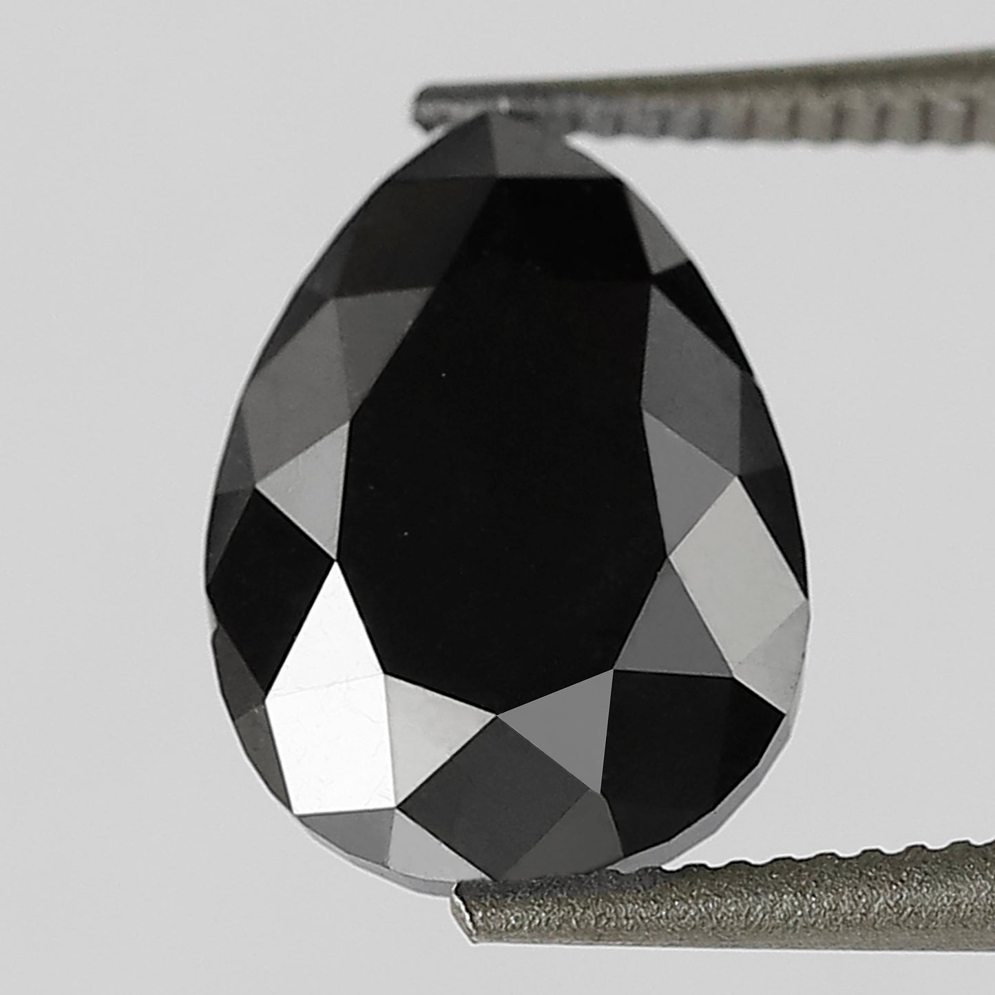 1.97 CT 9 MM Pear Shape Black Color Diamond AAA Quality Heated Black Diamond For Jewelry